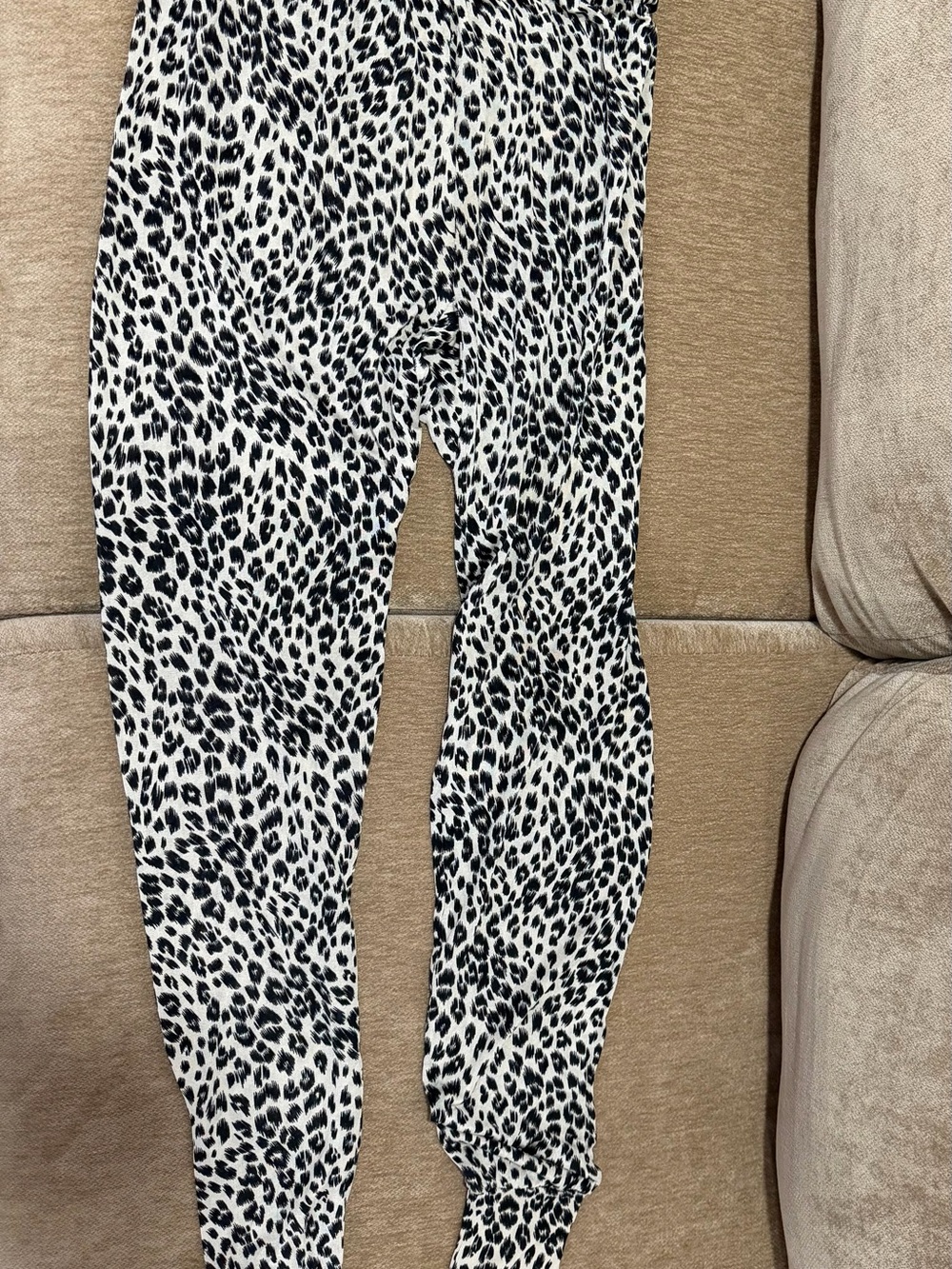 100% silk Black and White Leopard Print leggings/tights